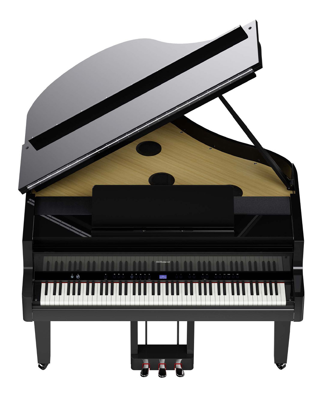 Roland GP-9 nhìn chính diện, nắp đàn mở