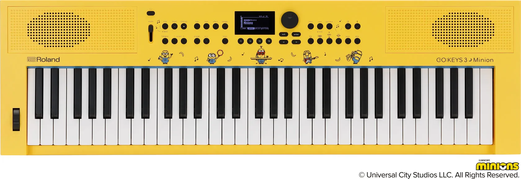 Roland GO:KEYS 3 Minion nhìn từ trên xuống — 61 phím và bảng điều khiển